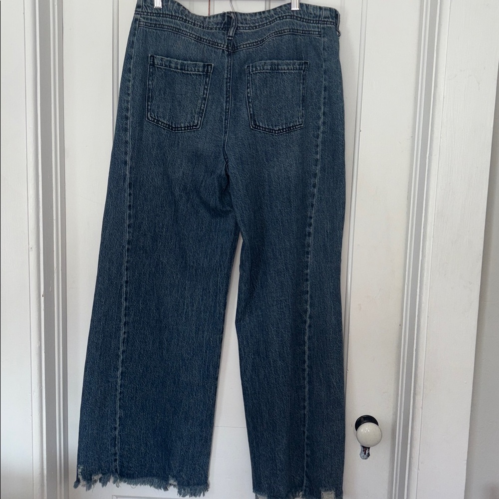 Rewash High-Rise Relaxed Flare Medium-Dark Blue Flare Jeans, 11